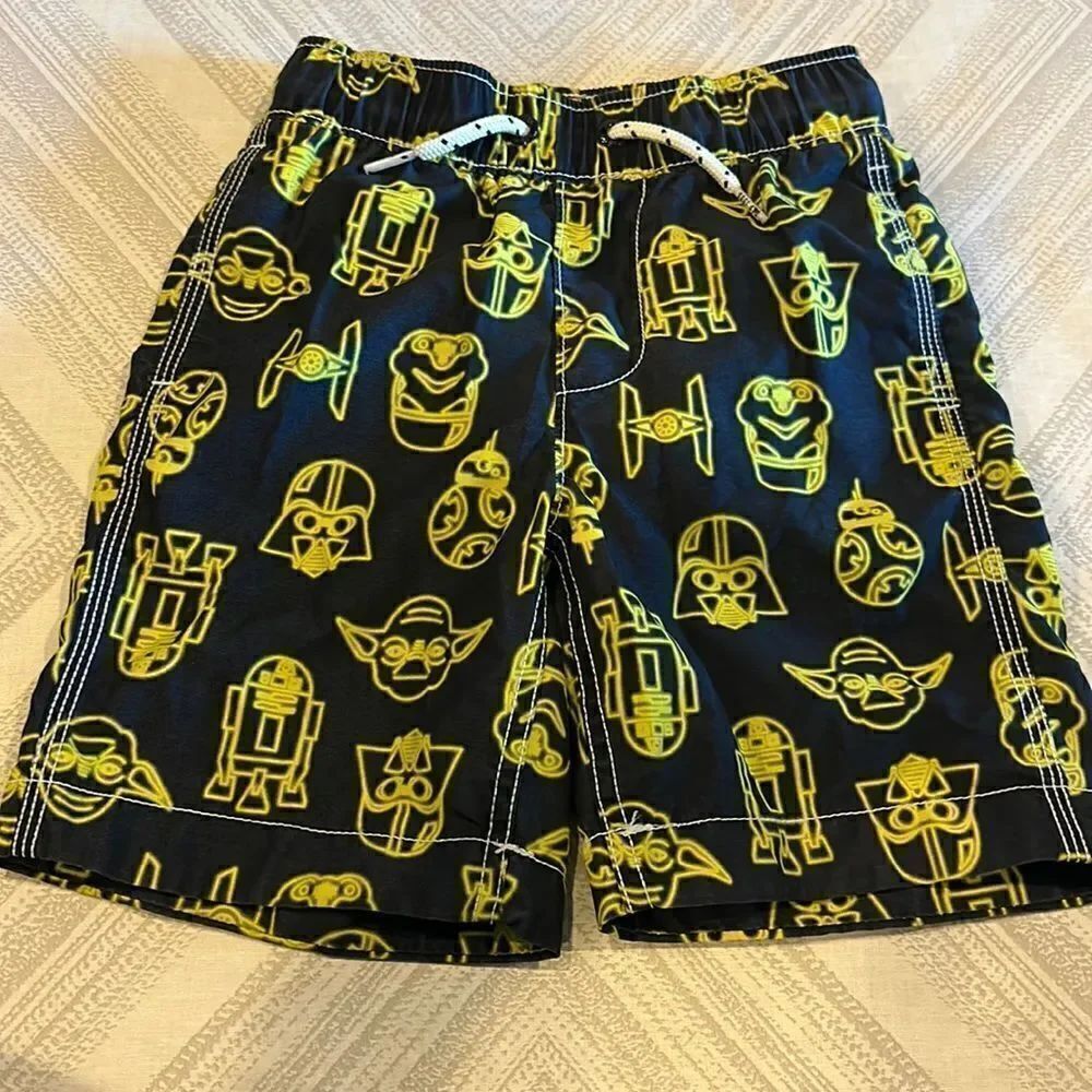 Gap Boys Navy Blue with Yellow Star Wars Character Bathing Suit